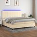 Maison Exclusive - Boxspringbed met matras en LED-verlichting, crème kleur, 200x200 cm, textiel