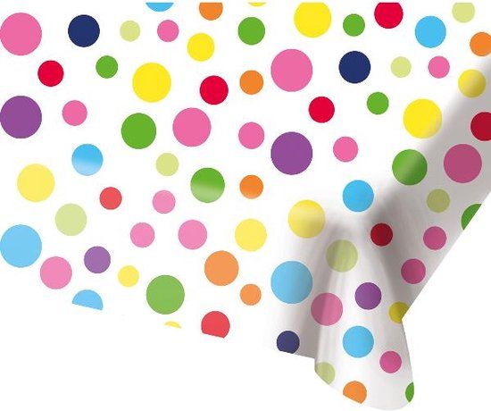 Folat - PE Tafelkleed Rainbow Dots (130 x 180cm)