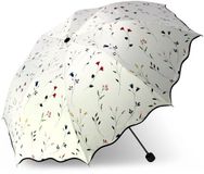 Merkloos / Sans marque BeltAvenue Holding B.V. Paraplu UV bescherming, Parasol Lichtgewicht veer Opvouwbare Zonneschirm, 210T Parasolen Waterdicht, 8 Ribben, voor vrouwen Vouwparaplu’s in de zomer, wit