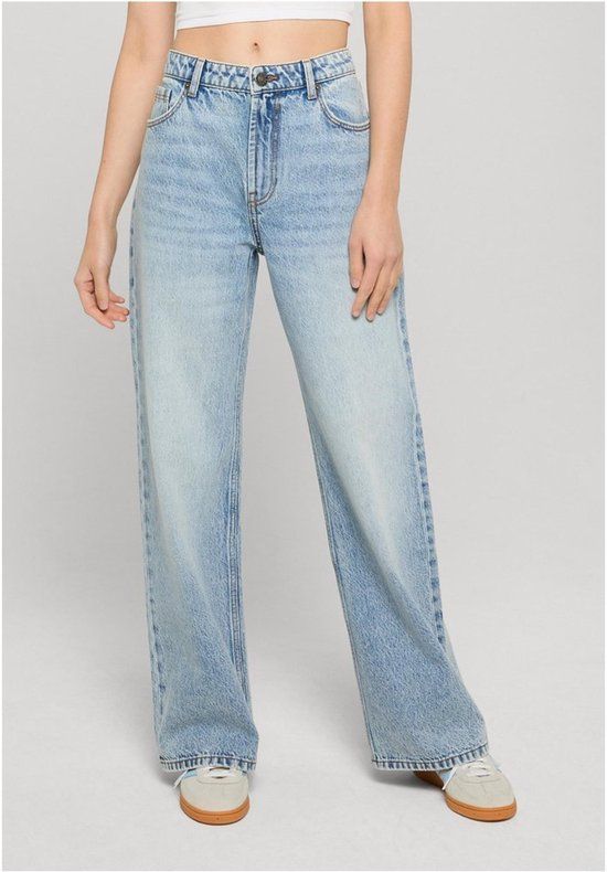 Urban Classics Ladies Regular Wide Leg Jeans Jeans lichtblauw Katoen