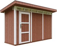 Timbela M902-REDWOOD RED - LP SmartSide Tuinhuis op houtbasis - 4 m² - 161xL412xH239 cm - met vloer en verf