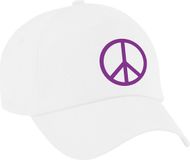 Bellatio Decorations Peace teken paars verkleed pet wit - volwassenen - Toppers