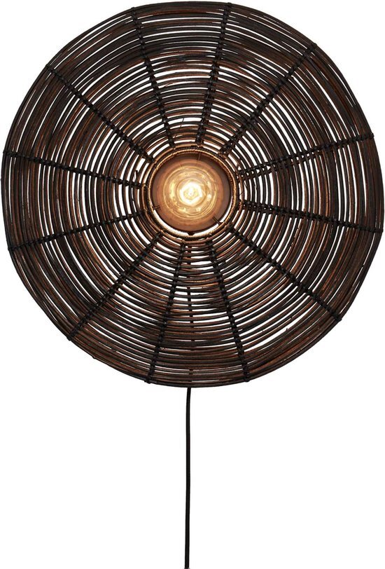 Good&Mojo Wandlamp Tanami - Rotan Zwart - Ø55cm - Binnen Modern