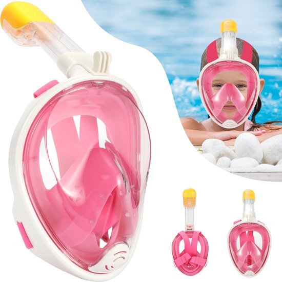 Gadgy Â® - Duikmasker - Full face duikbril met snorkel - snorkelset voor kinderen roze - snorkelmasker