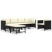 vidaXL 7-delige loungeset met kussens, polyrattan, zwart