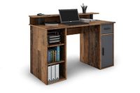 byLIVING Diego Werktafel met veel opbergruimte in antieke houtlook / voorkant antraciet / computertafel / 1 lade, 1 deur, 3 open vakken / 120 x 88 x 55 cm (b x h x d)
