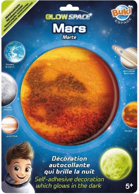 Buki sticker Mars - Glow in the dark planeet kinderkamer decoratie.