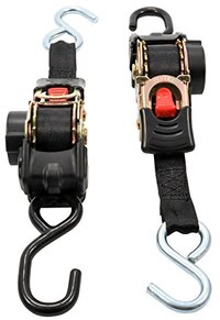 Camco 50033 Intrekbare Spiegel Spanbanden - 1" Breedte - 6' Dubbele Haken - Zwart