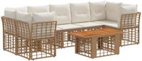 vidaXL Tuinbank Set 8 stuks Natuurlijk en Crème Wit polyrattan