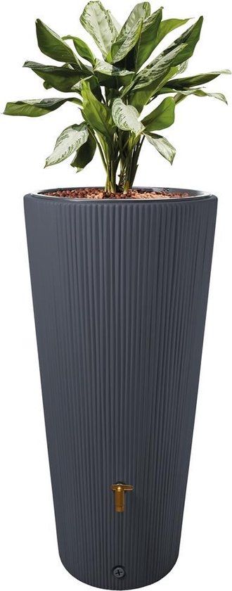 Garantia - Regenton - VASO - 220 liter - Antraciet - Inc. afsluiter en bladvanger