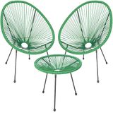 Shally Dogan Freddy polyrotan gespreksset met twee zitplaatsen met salontafel, 2 eierstoelen, 1 buitentafel, lounge, terras, balkon, restaurant, bistro, bar