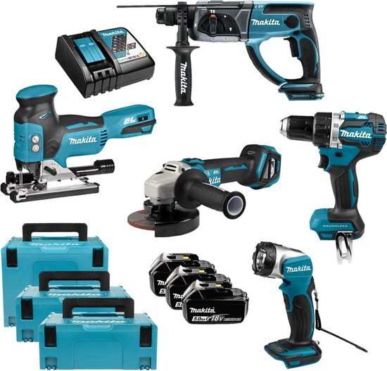 Makita DLX5044TJ 5-delige 18V Li-ion Accu combiset (3x 5.0Ah accu) in Mbox