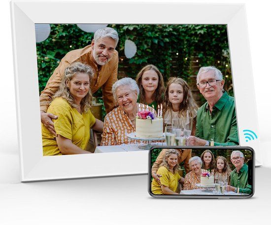 Bollit Digitale fotolijst met WiFi en Frameo App - 10.1 inch HD+ IPS Display - 32GB - Wit