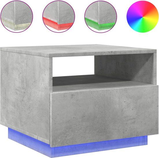 vidaXL Salontafel met LED-verlichting 50x49x40 cm betongrijs