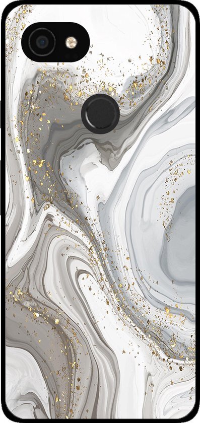 Smartphonica Telefoonhoesje voor Google Pixel 3 met marmer opdruk - TPU backcover case marble design - Zilver / Back Cover geschikt voor Google Pixel 3