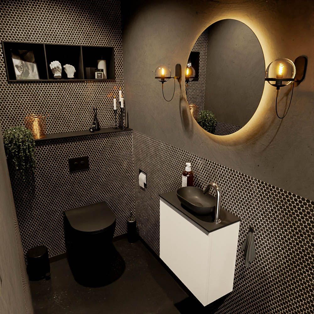 Mondiaz fowy toiletmeubel 50 cm talc/urban rechts 1 kraangat