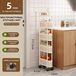 StarTech Smalle, smalle wasmand – 4 niveaus – 12 cm breed – Verrijdbare wielen met rem – Manden van metaal – Geschikt voor keuken, badkamer en wasruimte