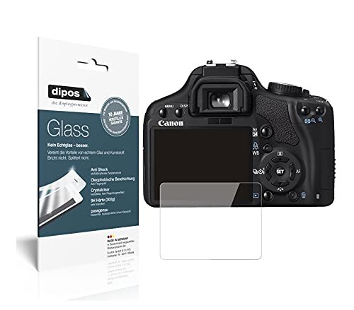 dipos I 2 x pantserfolie, helder, compatibel met Canon EOS 450D, beschermfolie 9H displayfolie