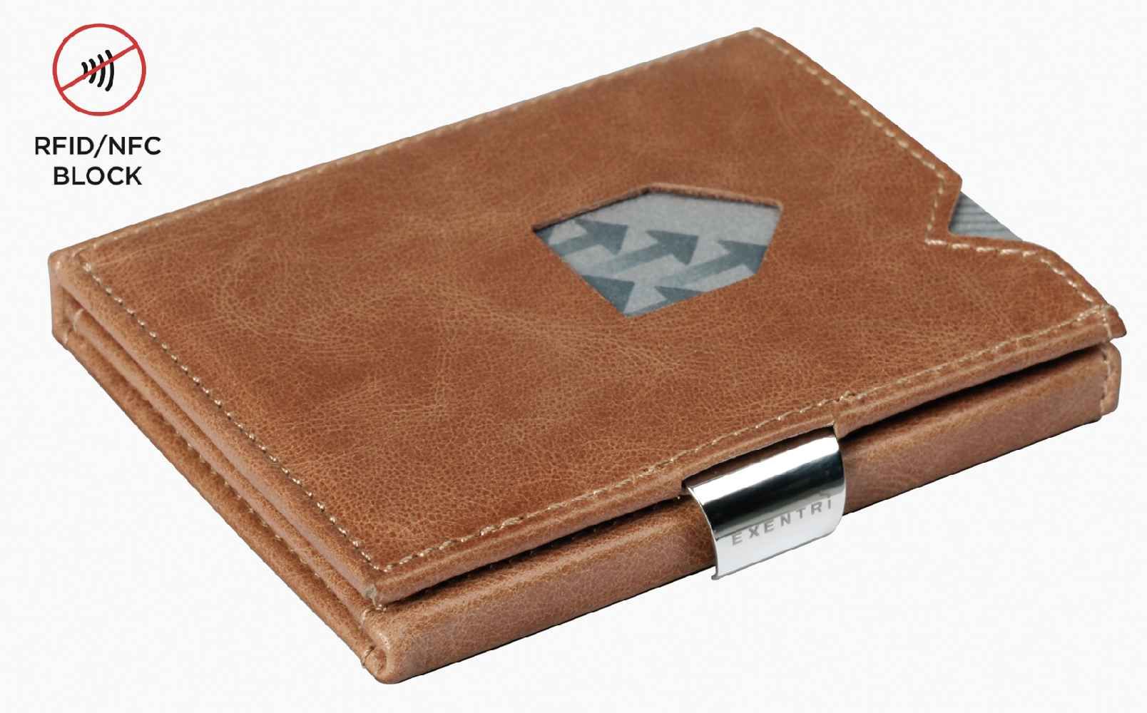 Exentri RFID Portemonnee - Bruin - 9x7 cm
