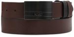 Kazar Double-sided belt with embossed striped pattern for Men, Black, Leather, 90 cm