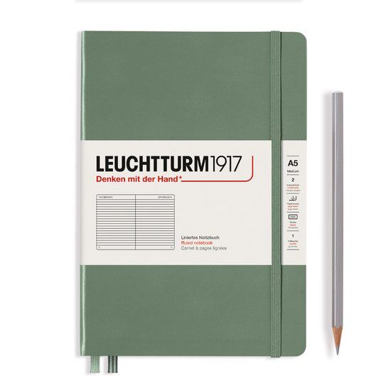 Leuchtturm1917 Medium A5 Lined Notebook - Olive - 251 Pages - Hardcover