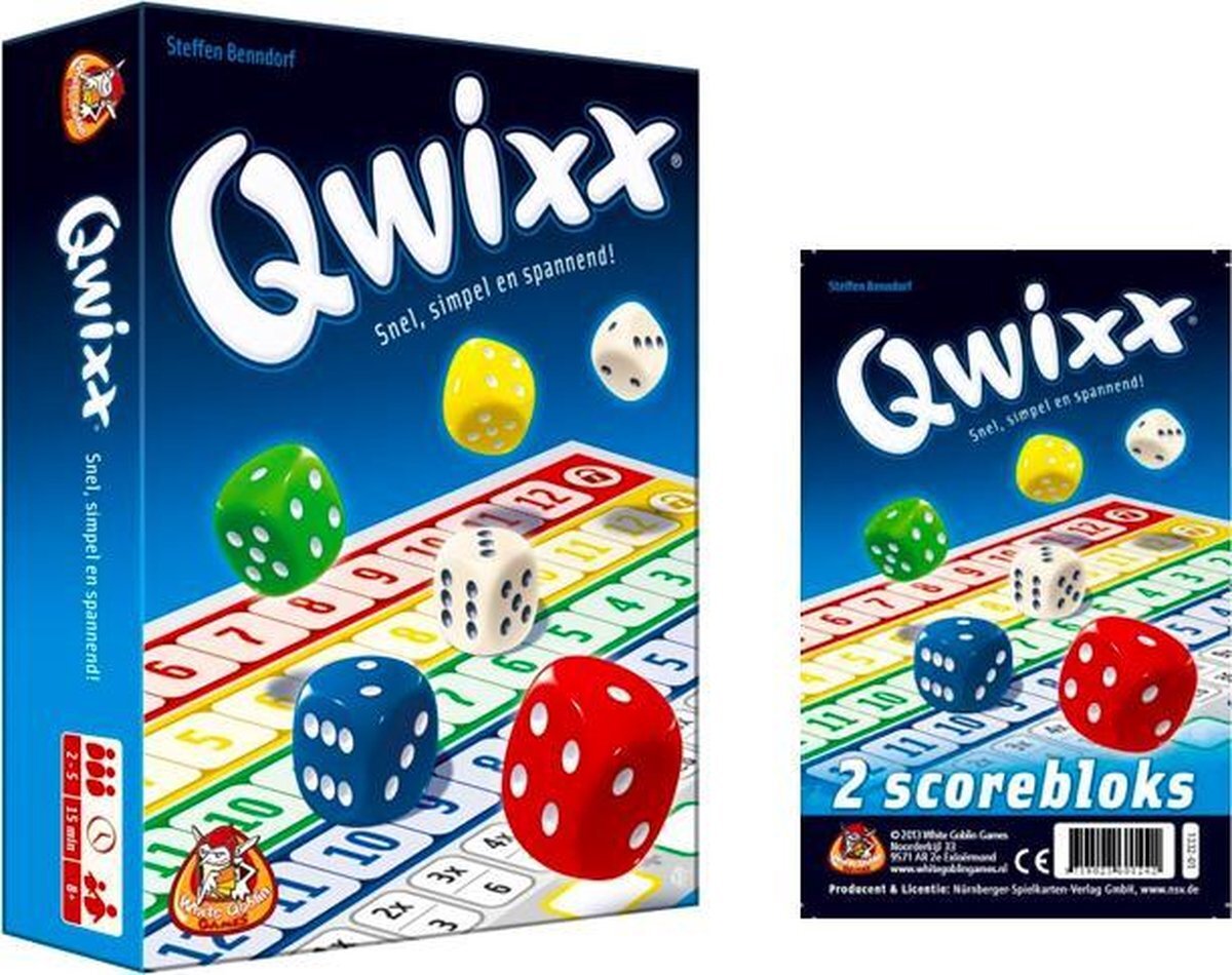 White Goblin Games Spelvoordeelset Qwixx - Dobbelspel inclusief twee scorebloks