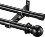 Double curtain rod - Extendable - 76-332 cm - Black - Stainless steel