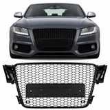BinaParts Grill Geschikt voor Audi A5 B8 8T 2007-08/2011 Pre-Facelift Zonder Embleem Hoogglans Zwart