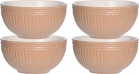 Excellent Houseware Bols à soupe/bols de service - 4x - Roman Style - Céramique - D14 x H7 cm - Rose saumon