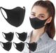 Merkloos / Sans marque Kivora B.V. 6 Pieces Fashion Cloth Face Protection Unisex Ear Loop Bandana Balaclava Black Fabric Reusable Mask Washable
