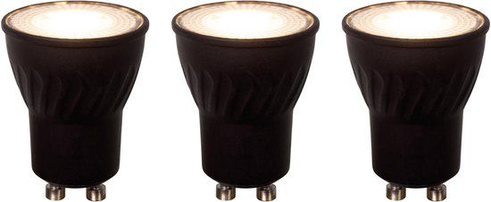 Lucide MR11 LED Lamp Set van 3 - GU10 - 3x3.8W - 2700K Warm Wit - Zwart - Ø 3.5 cm - Dimbare Reflector Lampen
