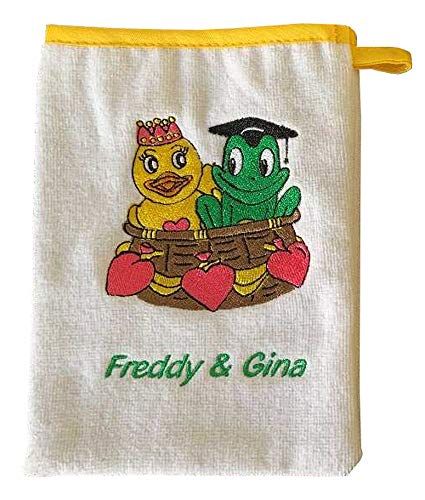 Freds Swim Academy Washandschoen - Fred & Gina - Wit - 16 x 20 cm