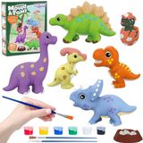 WOOPIE DIY Paint Craft Kit: maak gipsen beeldjes en schilder ze - Dinosaurenserset