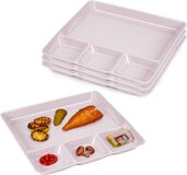 Plasticforte Assiettes à compartiments - 4x pièces - rose - assiette à fondue - 4 compartiments - plastique - 26 x 24 cm - assiette à fondue