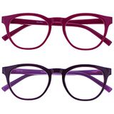 OPULIZE Blu 2 Stuks Blauw Licht Blokkeert Leesbril Roze Purper Computer Gamen Ontspiegeld Mannen Vrouwen BB5-45 +3,00