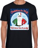 Bellatio Decorations FoutItalie Kerst t-shirt / shirt - Christmas in Italy we know how to party - zwart voor heren - kerstkleding / kerst outfit L