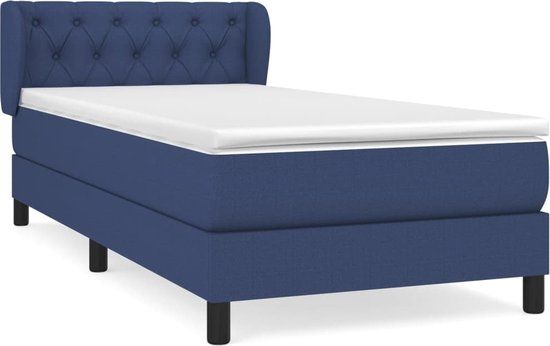 vidaXL Boxspring met matras stof blauw 80x200 cm
