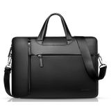 Qialino Sacoche pour ordinateur portable en cuir véritable - 13 - Noir