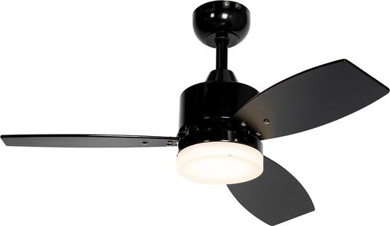 QAZQA toledo - Dimbare LED Plafondventilator met Verlichting | Lamp en Afstandsbediening - 1 lichts - Ø 91.3 cm - Zwart - Woonkamer | Slaapkamer | Keuken