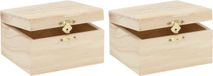 Glorex Hobby 4x stuks petite boîte en bois rectangulaire 12,5 x 11,5 x 7,5 cm - Hobby/knutselen mini boîtes