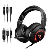 Lycander LGH-571 Gaming Headset met Microfoon LED Licht, 3.5mm Ingang, voor Pc, Ps4, xbox One, Nintendo Switch en Meer, Zwart/Oranje