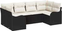 vidaXL Tuinbank Set 6-delig Zwart Polyrattan