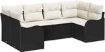 vidaXL Banc de jardin 6 pièces noir polyrattan