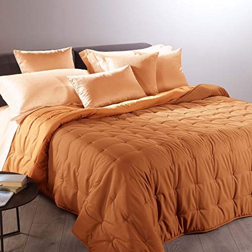 Caleffi 55128 Microfiber verwarmingsdeken overgangsperiode Frans bed oranje