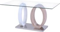 Vente-unique AYANE Eettafel - Gehard Glas & MDF - Eik & Wit - 160x76x90 cm - Rechthoekig