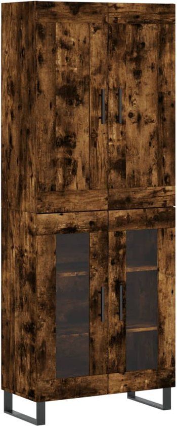 vidaXL Hoge kast bewerkt hout gerookt eikenkleurig 69,5x34x180 cm