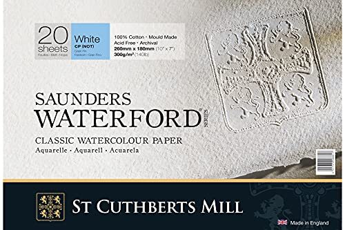 Saunders Waterford 10" x 7" Block Classic aquarelpapier 300gsm (150 lbs) cp (niet) 20 vellen