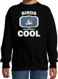 Bellatio Decorations Bol Dieren vogels sweater zwart kinderen - birds are serious cool trui jongens/ meisjes - cadeau grote zilverreiger/ vogels liefhebber - kinderkleding / kleding 152/164
