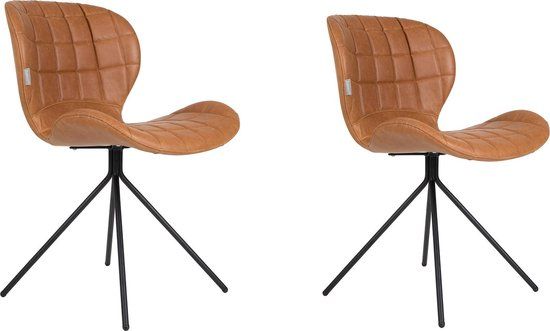 Zuiver OMG Eetkamerstoelen - Kunstleer - Bruin - Set van 2