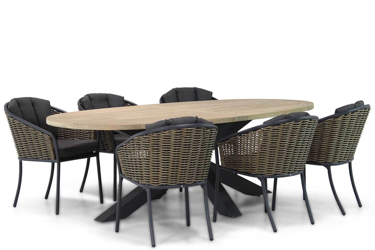 Santika Furniture Santika Tika/Brookline 240 cm ovaal dining tuinset 7-delig